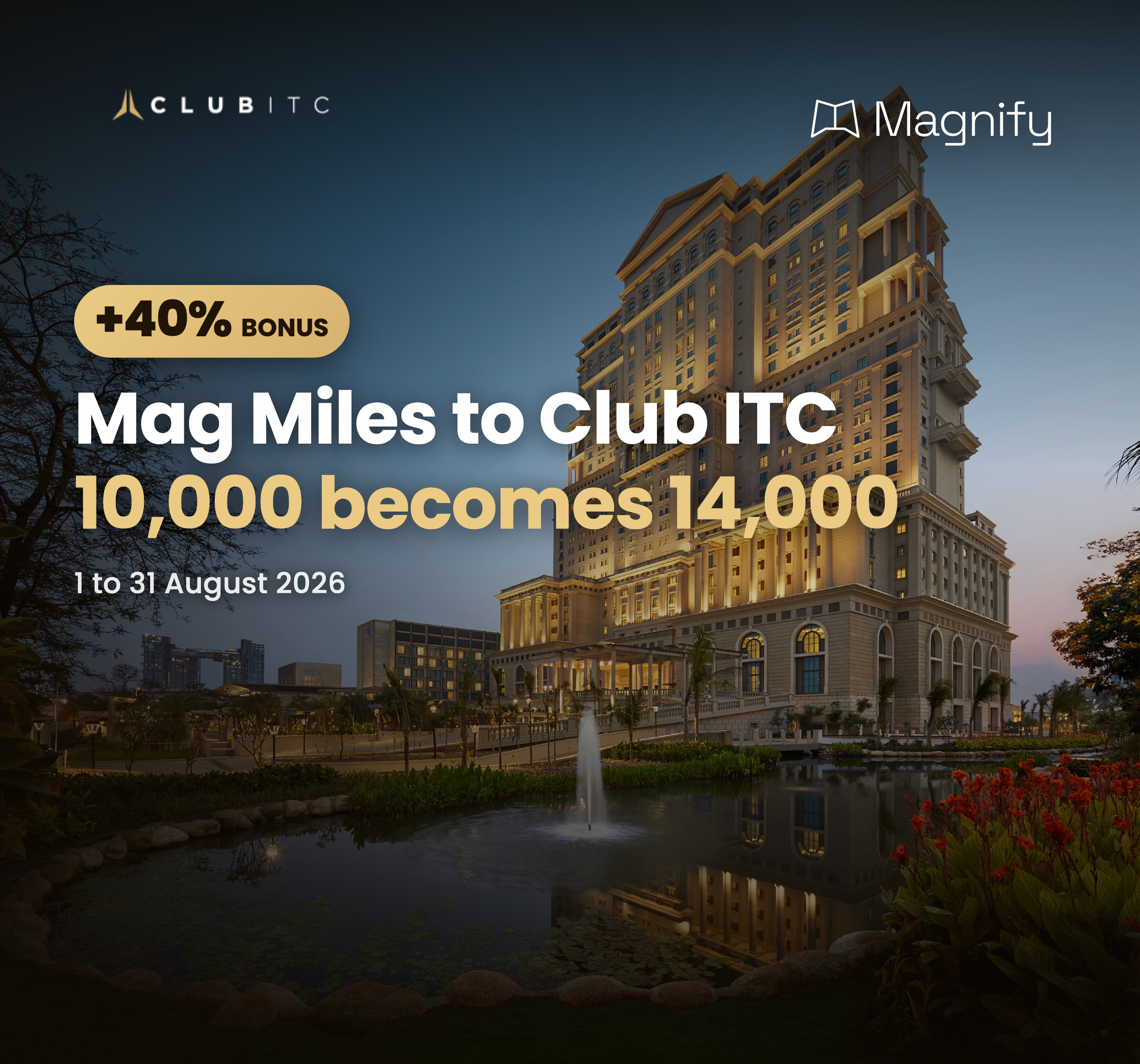 Club ITC 40% transfer bonus on Mag Miles, 1 to 31 August 2026