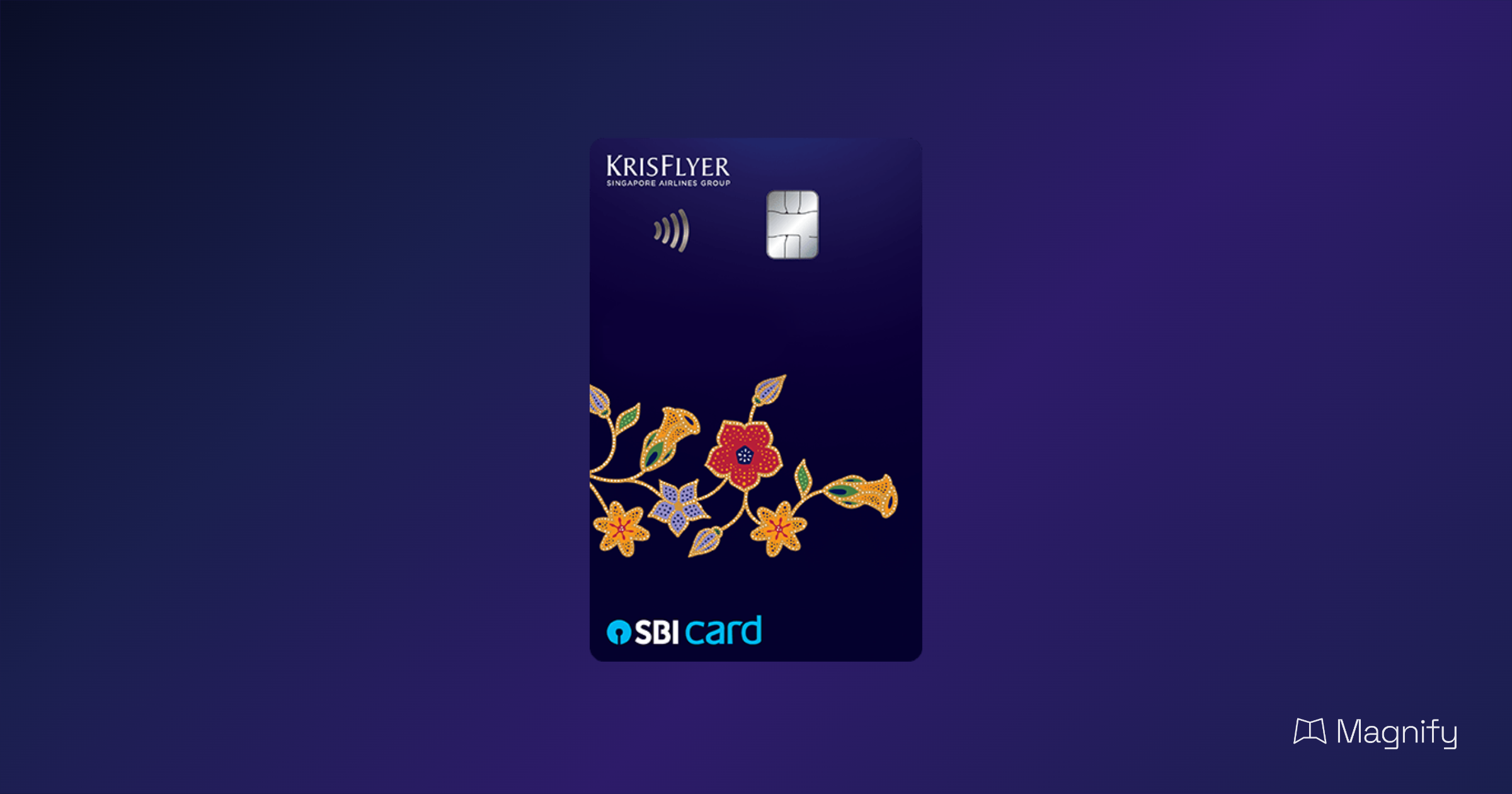 KrisFlyer SBI Card on gradient background with Magnify logo