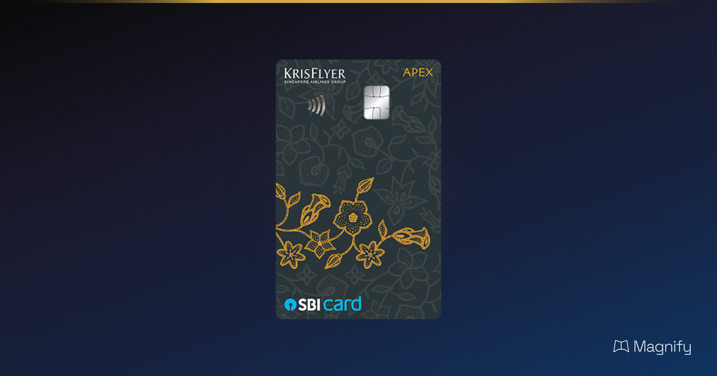 KrisFlyer SBI Card APEX credit card on dark blue gradient background