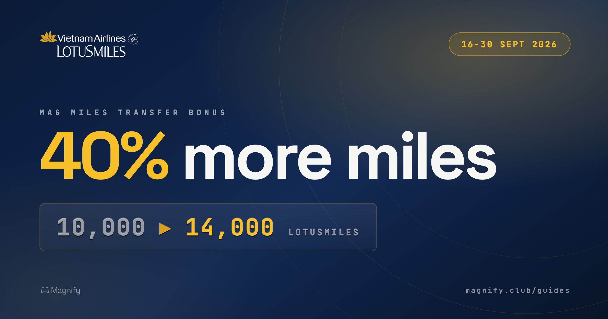 Vietnam Airlines 40% Transfer Bonus: 10,000 Mag Miles Becomes 14,000 Lotusmiles